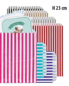 Striped Paper Bags - H 23 cm.